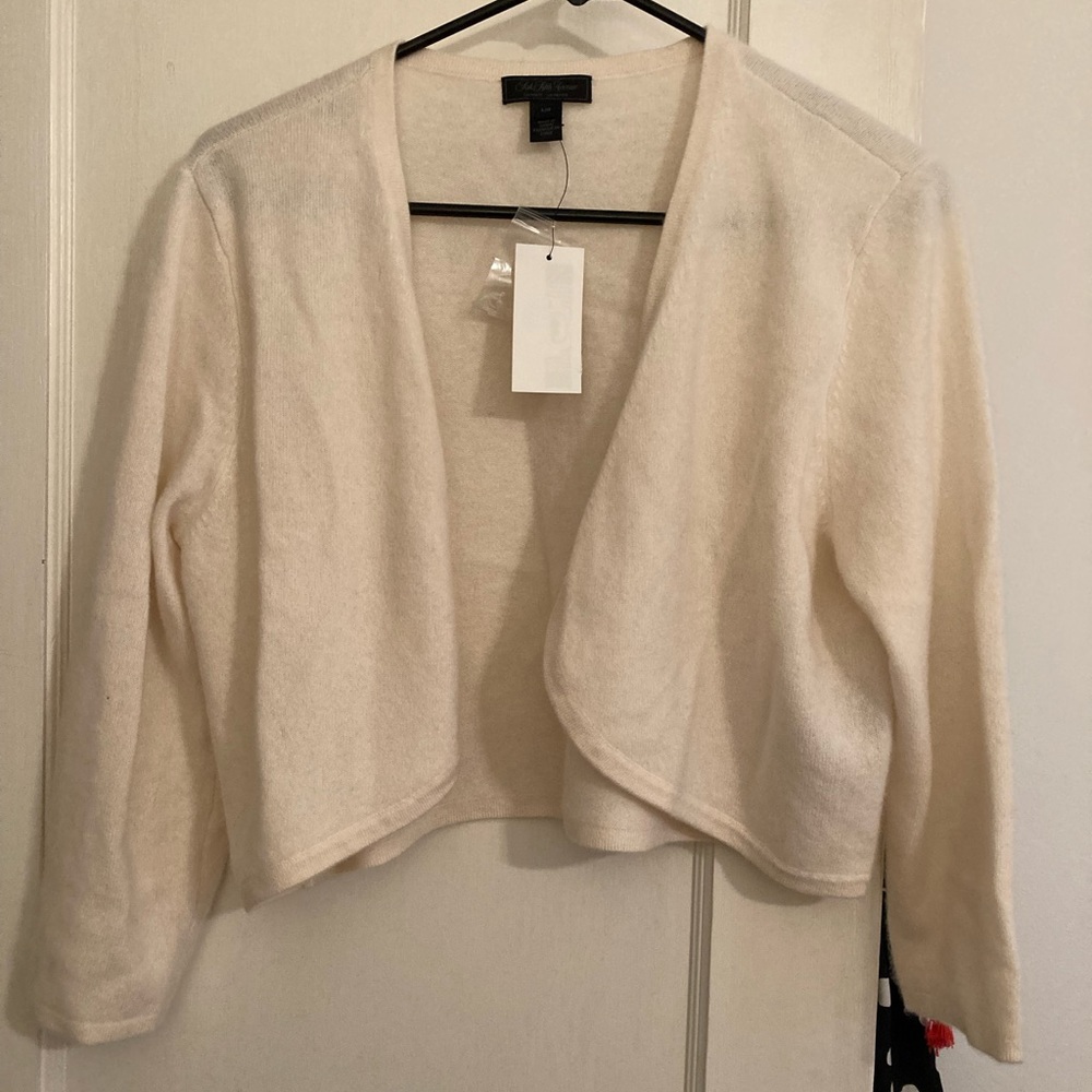 Cashmere open ivory cardigan